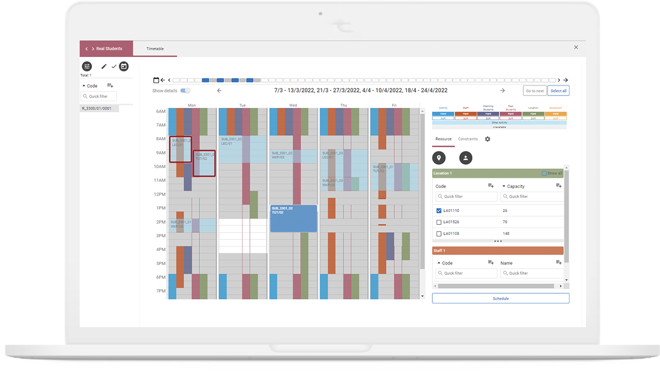 Laptop showing Schedule Plus Timetables function