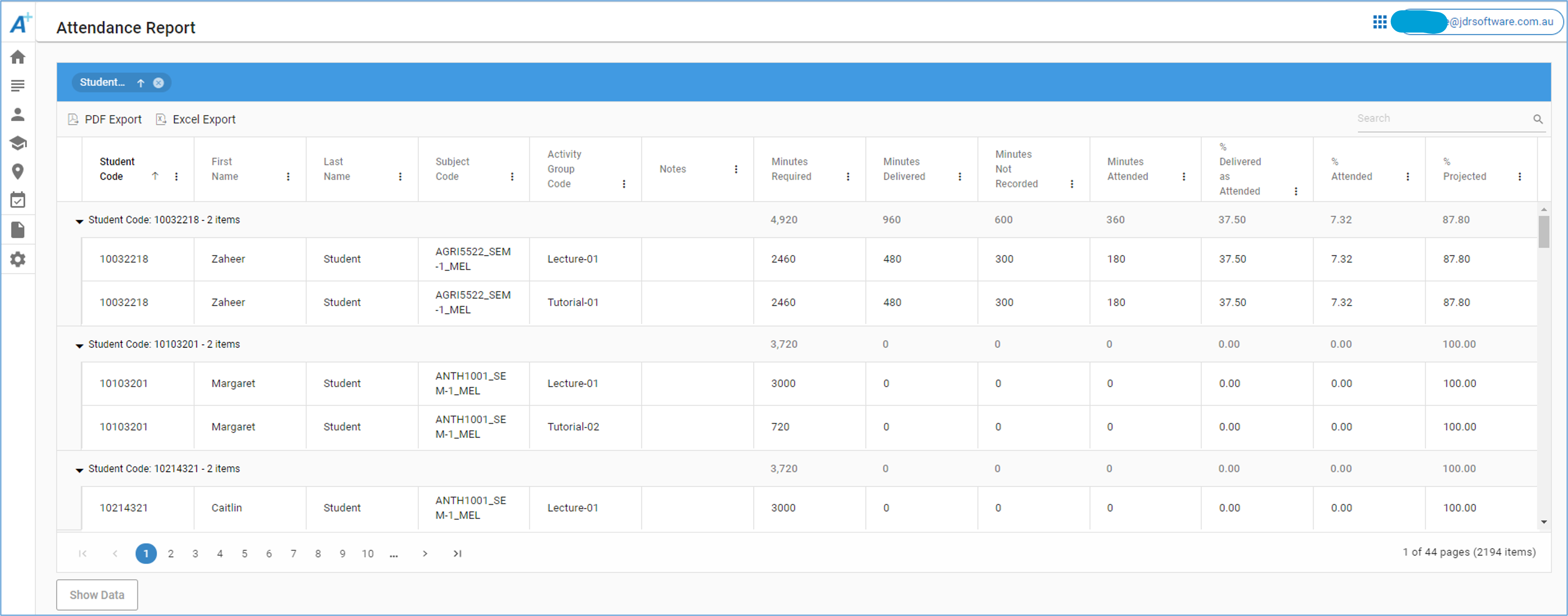 Attendance Report